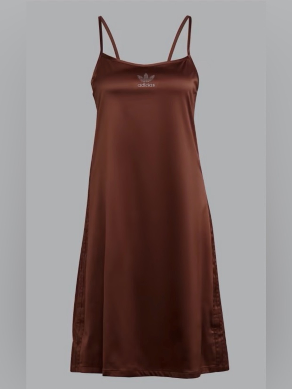 adidas Satin Slip Dress in Chocolate Brown